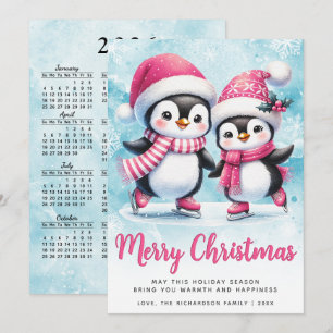 Frohe Weihnachten Niedliche Pinguin Ice Skater Blu