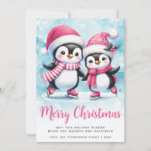 Frohe Weihnachten Niedliche Pinguin Ice Skater Ros (Vorderseite)