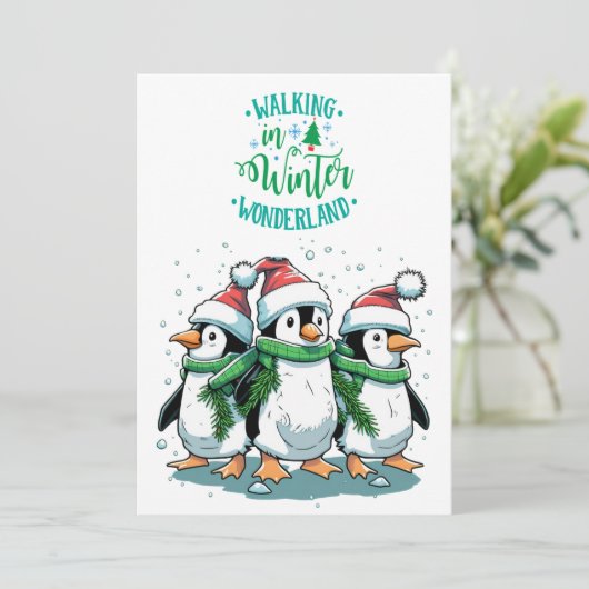 Frohe Weihnachten Niedliche Pinguine (Stehend Vorderseite)