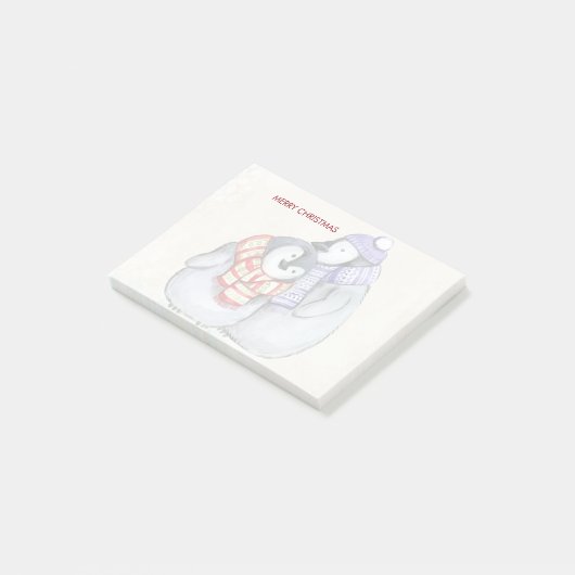 Frohe Weihnachten Niedliche Pinguine in Winterskar Post-it Klebezettel (angewinkelt)