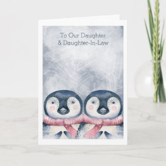 Frohe Weihnachten Niedliche Pinguine Personalisier Karte