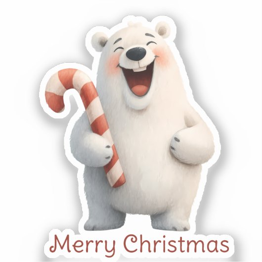 Frohe Weihnachten Niedliche Polar Bären Design Aufkleber (Vorderseite)