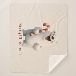 Frohe Weihnachten Niedliche Polar Bären Design Sherpadecke