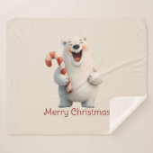 Frohe Weihnachten Niedliche Polar Bären Design Sherpadecke (Vorderseite (Horizontal))