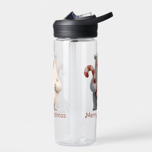 Frohe Weihnachten Niedliche Polar Bären Design Trinkflasche (Links)