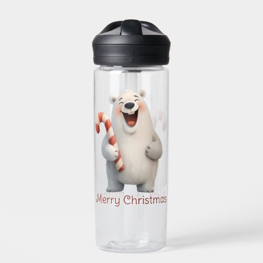 Frohe Weihnachten Niedliche Polar Bären Design Trinkflasche (Vorderseite)