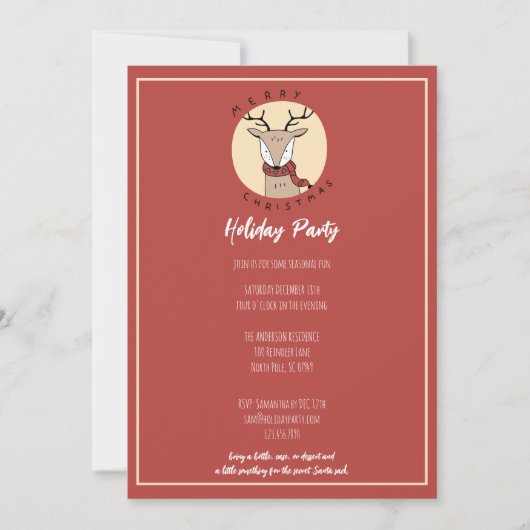 Frohe Weihnachten Niedliche Reindeer Holiday Party (Vorderseite)