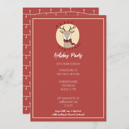 Frohe Weihnachten Niedliche Reindeer Holiday Party (Vorne/Hinten)