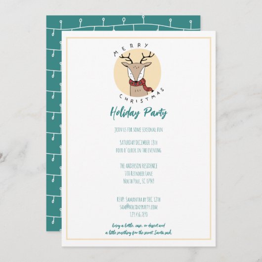 Frohe Weihnachten Niedliche Reindeer Holiday Party (Vorne/Hinten)