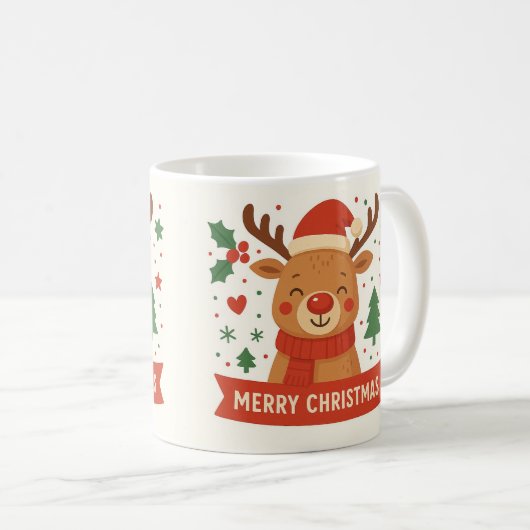 Frohe Weihnachten niedliche Rentiere Tasse (VorderseiteRechts)