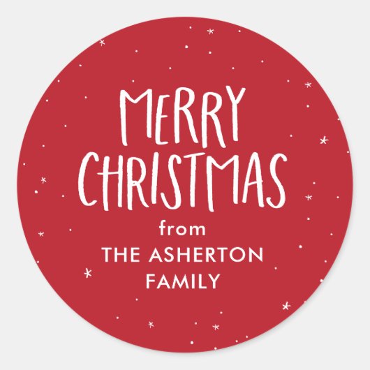 Frohe Weihnachten niedliche Rote Sterne Punkte Url Runder Aufkleber (Vorderseite)