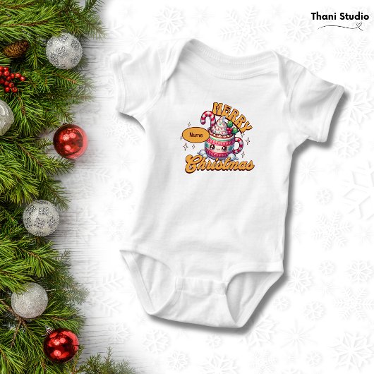 Frohe Weihnachten Niedliche Schokolade Tasse Baby Strampler