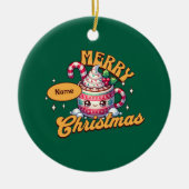 Frohe Weihnachten Niedliche Schokolade Tasse Keramik Ornament (Vorne)