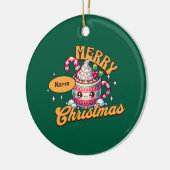 Frohe Weihnachten Niedliche Schokolade Tasse Keramik Ornament (Links)