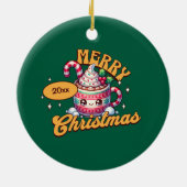 Frohe Weihnachten Niedliche Schokolade Tasse Keramik Ornament (Hinten)