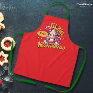 Frohe Weihnachten Niedliche Schokolade Tasse Schürze