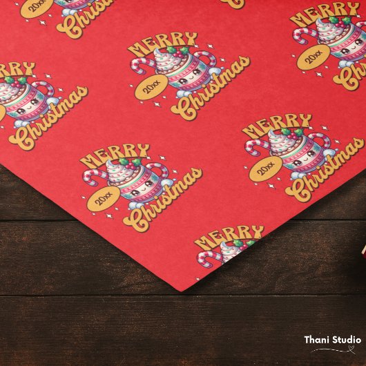 Frohe Weihnachten Niedliche Schokolade Tasse Seidenpapier