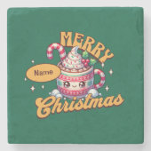 Frohe Weihnachten Niedliche Schokolade Tasse Steinuntersetzer (Vorderseite)