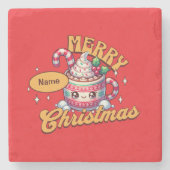 Frohe Weihnachten Niedliche Schokolade Tasse Steinuntersetzer (Vorderseite)