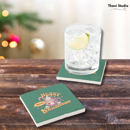 Frohe Weihnachten Niedliche Schokolade Tasse Steinuntersetzer