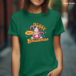 Frohe Weihnachten Niedliche Schokolade Tasse T-Shirt