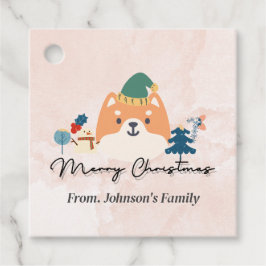 Frohe Weihnachten niedliche Shiba Hundeschenkschil Geschenkanhänger