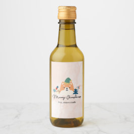 Frohe Weihnachten niedliche Shiba Hundeschenkschil Weinetikett