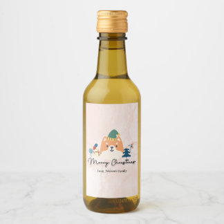 Frohe Weihnachten niedliche Shiba Hundeschenkschil Weinetikett