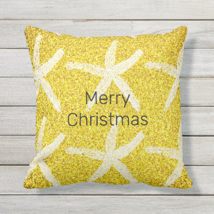 Frohe Weihnachten Niedliche Starfish Gelbe Glitter Kissen