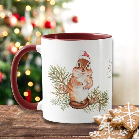 Frohe Weihnachten Niedliche Wasserfarbe Eichhörnch Tasse