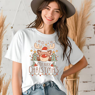 Frohe Weihnachten Niedliche Whimsical Festival Ren Tri-Blend Shirt