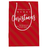 Frohe Weihnachten Niedliche Whimsical Red Striping Mittlere Geschenktüte (Vorderseite)