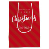 Frohe Weihnachten Niedliche Whimsical Red Striping Mittlere Geschenktüte (Rückseite)