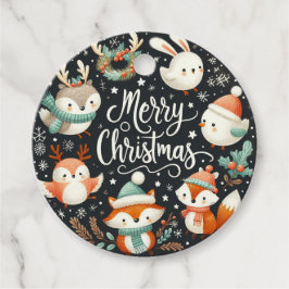 Frohe Weihnachten Niedlichen Füchse und Kaninchen  Geschenkanhänger