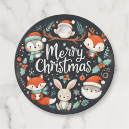 Frohe Weihnachten Niedlichen Füchse und Kaninchen  Geschenkanhänger