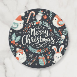 Frohe Weihnachten Niedlichen Füchse und Kaninchen Geschenkanhänger