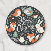 Frohe Weihnachten Niedlichen Füchse und Kaninchen  Geschenkanhänger (Rückseite)