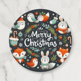 Frohe Weihnachten Niedlichen Füchse und Kaninchen Geschenkanhänger