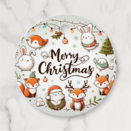 Frohe Weihnachten Niedlichen Füchse und Kaninchen Geschenkanhänger