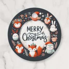 Frohe Weihnachten Niedlichen Füchse und Kaninchen  Geschenkanhänger