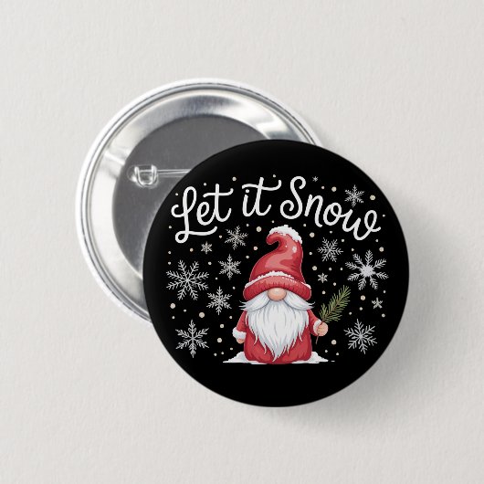 Frohe Weihnachten Niedlichen Gnome Let It Snow Win Button (Vorne & Hinten)