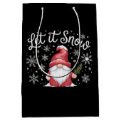 Frohe Weihnachten Niedlichen Gnome Let It Snow Win Mittlere Geschenktüte (Vorderseite)