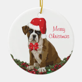 Frohe Weihnachten Niedlichen Hund Xmas Weihnachtsm Keramik Ornament