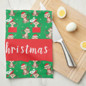 Frohe Weihnachten Niedlichen Monkey Holiday Patter Geschirrtuch (Viertel Falte)