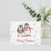 Frohe Weihnachten Niedlichen Penguin Couple Postkarte (Stehend Vorderseite)