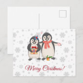 Frohe Weihnachten Niedlichen Penguin Couple Postkarte (Vorne/Hinten)