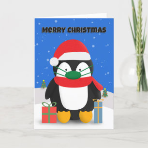 Frohe Weihnachten Niedlichen Pinguin in der pandem