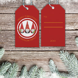 Frohe Weihnachten Niedlichen Urlaub Gnomes Geschenkanhänger