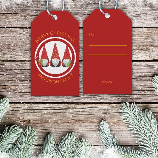 Frohe Weihnachten Niedlichen Urlaub Gnomes Geschenkanhänger