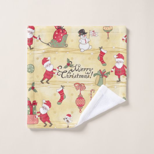 Frohe Weihnachten Niedlichen Vintagen Badhandtuch Set (Waschlappen)